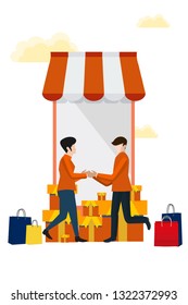 Mobile shopping concept. e-commerce sales, online shopping, digital marketing. Isometric vector illustration