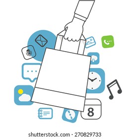 Mobile Shopping Konzept. Einfache Design-Illustration