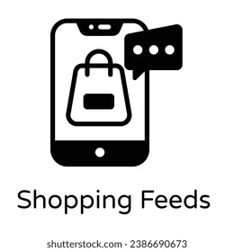 A mobile shopping denoting online shopping icon in glyph design 