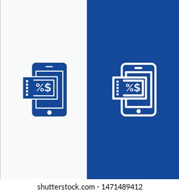 Mobile, Shopping, Discount Line and Glyph Solid icon Blue banner