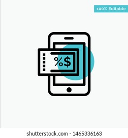 Mobile, Shopping, Discount turquoise highlight circle point Vector icon. Vector Icon Template background