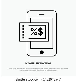 Mobile, Shopping, Discount Vector Line Icon