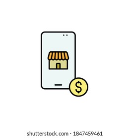 mobile, shopping, dollar line icon. Elements of black friday and sales icon. Premium quality graphic design icon. Can be used for web, logo, mobile app, UI, UX on white background