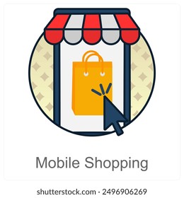 Mobile Shopping and e commerce icon concept