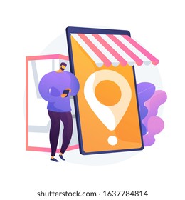 Mobile shopping, eshopping. Modern shopping, online retailer, consumer convenience design element. Marketplace with purchase delivery service. Vector isolated concept metaphor illustration