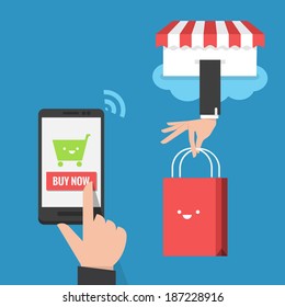 mobile shopping flat design 