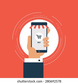 Mobile shopping flat design concept