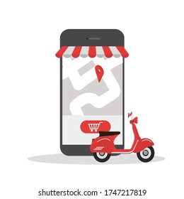 mobile shopping  flat design online delivery service
