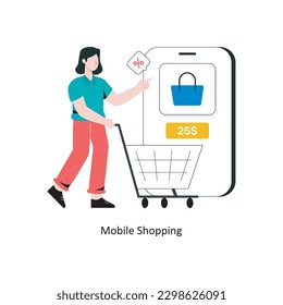 Mobile Shopping  Flat Style Design Vector illustration. Stock illustration