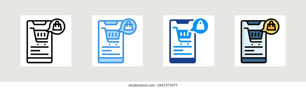 Conjunto de Colección de íconos de compras móviles Estilo múltiple