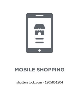 Mobile shopping icon. Mobile shopping design concept from  collection. Simple element vector illustration on white background.