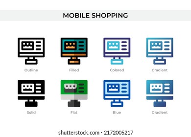 Mobile Shopping icon in different style. Mobile Shopping vector icons designed in outline, solid, colored, filled, gradient, and flat style. Symbol, logo illustration. Vector illustration