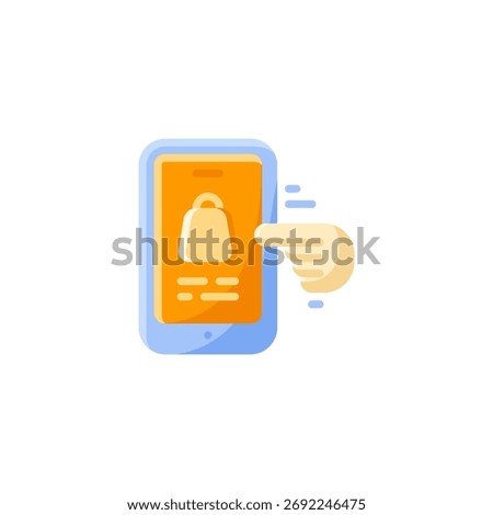 Mobile Shopping Icon Flat Style