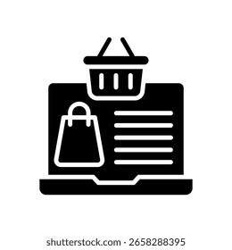 Ilustração de vetor de glifo de ícone de compras móveis