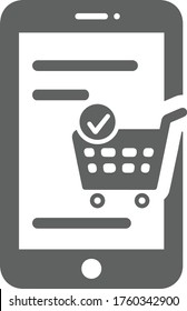 Mobile shopping icon / gray color