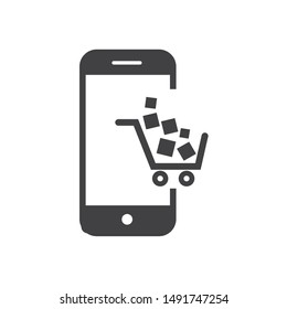 Mobile shopping icon isolate on white background.