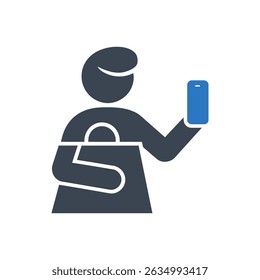 Ícone De Compras Móveis Isolado Em Fundo Branco