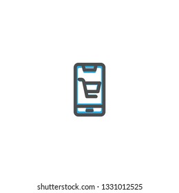 Mobile Shopping Icon Line Design. E Commerce icon vector illustration design