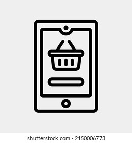 Mobile shopping icon in line style, use for website mobile app presentation