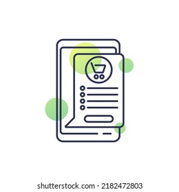mobile shopping icon, line vector design