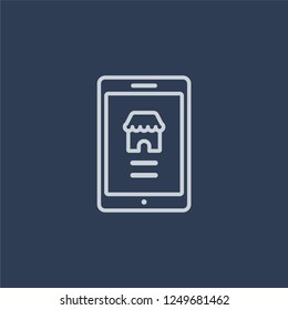 Mobile shopping icon. Mobile shopping linear design concept from  collection. Simple element vector illustration on dark blue background.