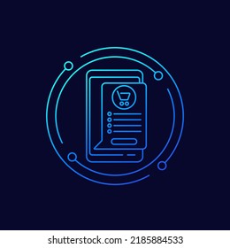 mobile shopping icon, linear design
