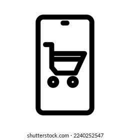 Mobiles Shopping-Symbol oder Logo einzeln auf Zeichen, Vektorgrafik - qualitativ hochwertige Vektorsymbole mit schwarzem Hintergrund

