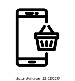 Mobiles Shopping-Symbol oder Logo einzeln auf Zeichen, Vektorgrafik - qualitativ hochwertige Vektorsymbole mit schwarzem Hintergrund
