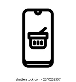 icono de compra móvil o logotipo símbolo de señalización aislado ilustración vectorial - iconos vectoriales de estilo negro de alta calidad
