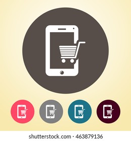 Mobile Shopping Icon in round shape.