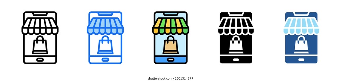 Mobile Shopping Icon Set Multiple Style Collection