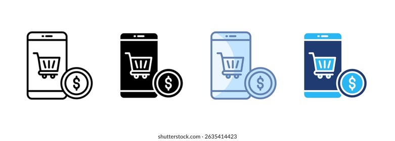 Conjunto de ícones de compras móveis Coleção de estilos múltiplos