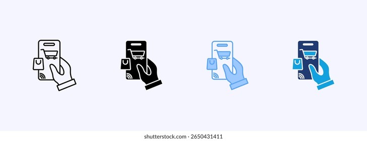 Mobile Shopping Icon Set Multiple Style Collection
