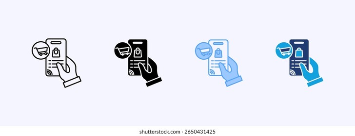 Mobile Shopping Icon Set Multiple Style Collection