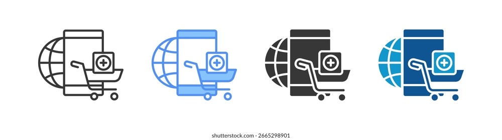 Conjunto de ícones de compras móveis Coleção de estilos múltiplos
