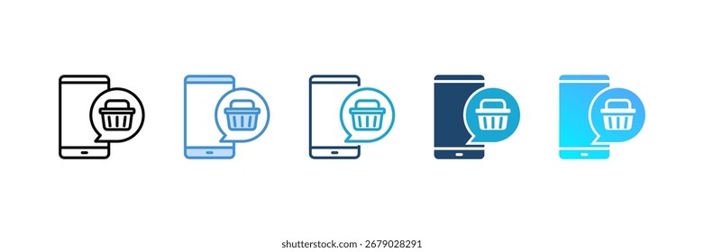 Mobile Shopping icon set multiple style collection