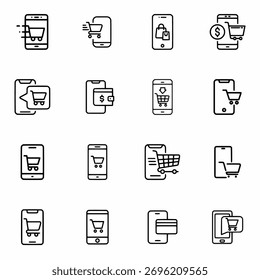 Mobile Shopping icon set vector illustration