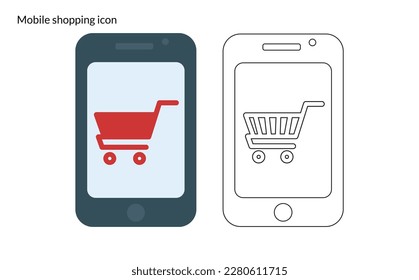 Mobile shopping icon. style design isolated on white background