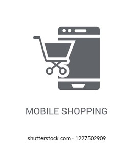 Mobile shopping icon. Trendy Mobile shopping logo concept on white background from e-commerce and payment collection. Suitable for use on web apps, mobile apps and print media.