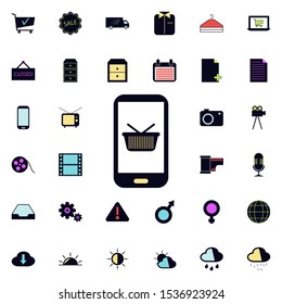 mobile shopping icon. Universal set of web for website design and development, app development