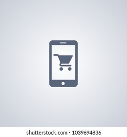 Mobile shopping icon, vector best flat icon on white background , EPS 10