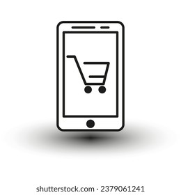 Mobile shopping icon. Vector illustration. EPS 10.