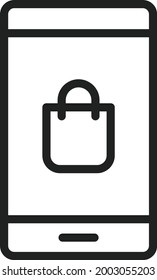 Imagen vectorial de icono de compras móviles. También se puede usar para Fitness físico. Adecuado para aplicaciones móviles, aplicaciones web y medios impresos.