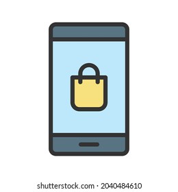 Mobile Shopping icon vector image. Can also be used for Physical Fitness. Suitable for mobile apps, web apps and print media.