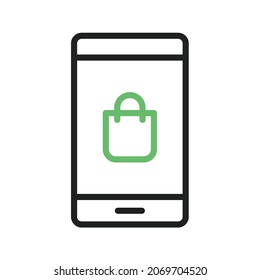 Mobile Shopping icon vector image. Can also be used for Physical Fitness. Suitable for mobile apps, web apps and print media.