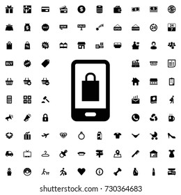 Mobile shopping icon vector isolated on white background. set of filled shopping icons.