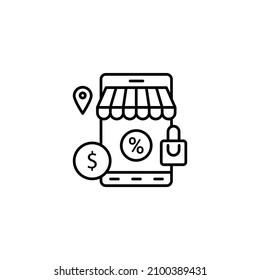 mobile shopping icon in vector. logotype