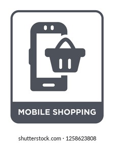 mobile shopping icon vector on white background, mobile shopping trendy filled icons from Mobile app collection, mobile shopping simple element illustration