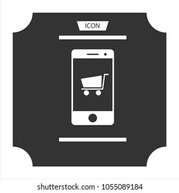 Mobile shopping icon vector, shopping online on Mobile icon isolated on background.