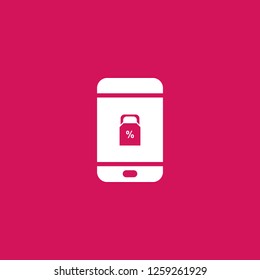 mobile shopping icon vector. mobile shopping sign on pink background. mobile shopping icon for web and app